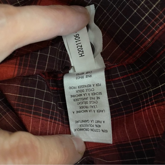 Toad & Co Horny Toad Organic Cotton M Red Plaid Long Sleeve Button Up Shirt - Picture 5 of 10